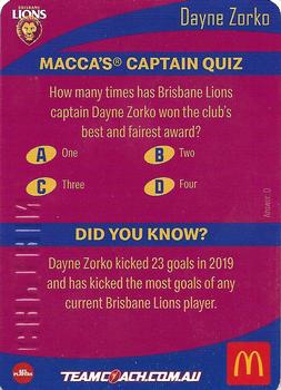 2020 Team Zone - Captains #C-02 Dayne Zorko Back